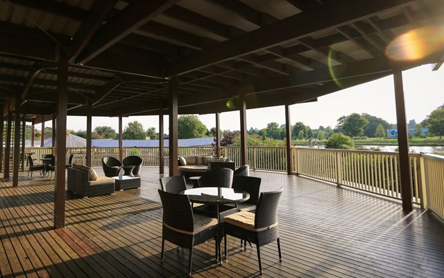 Patio furniture set up on Safari Lodge decking